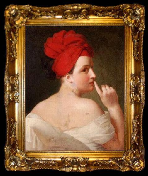 framed  Claude Marie Dubufe Portrait of Pauline Appert, french peintre, ta009-2